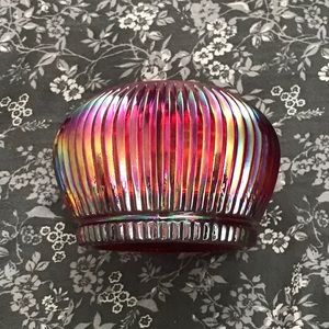 FENTON Iridescent Cranberry Ribbed Votive Holder